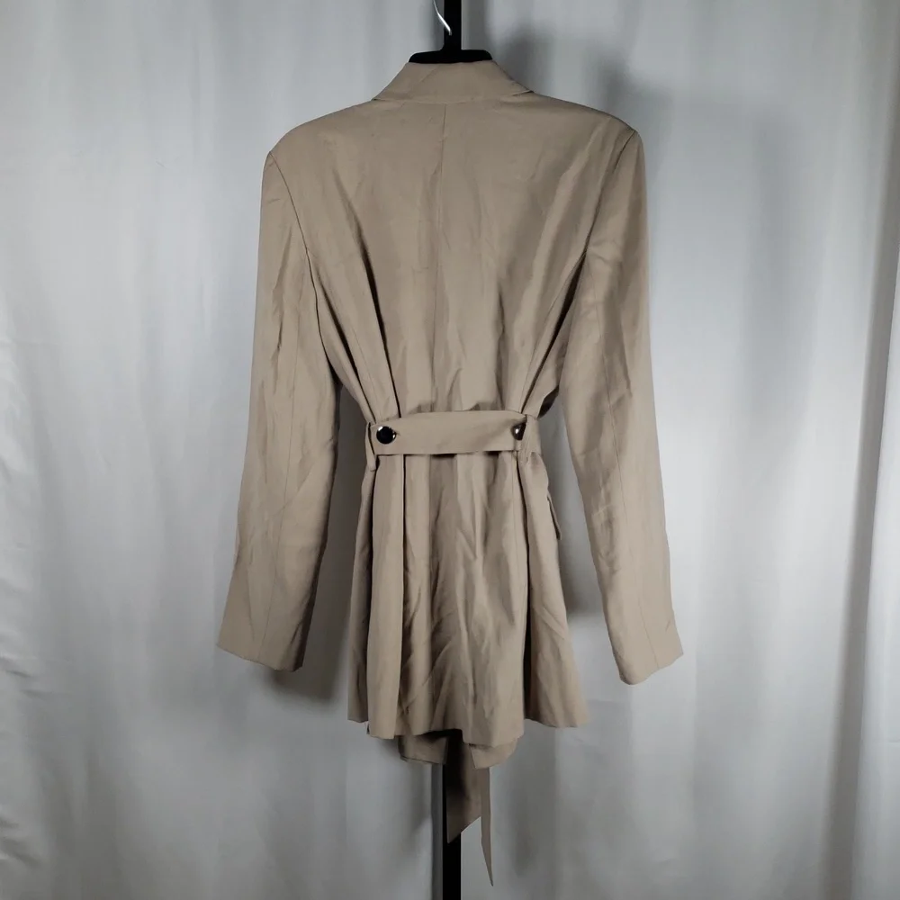 Topshop Taupe Belted Long-Line Blazer  - SZ 8‎ - NWT - Picture 4 of 8